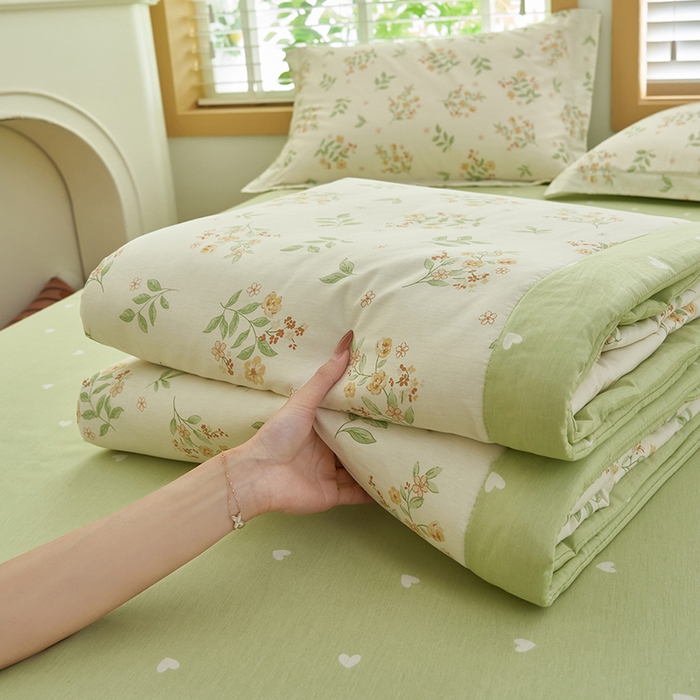 91家纺网 家纺一手货源 找家纺 简如 2026新款印花里外全棉夏凉被四件套 花样年华