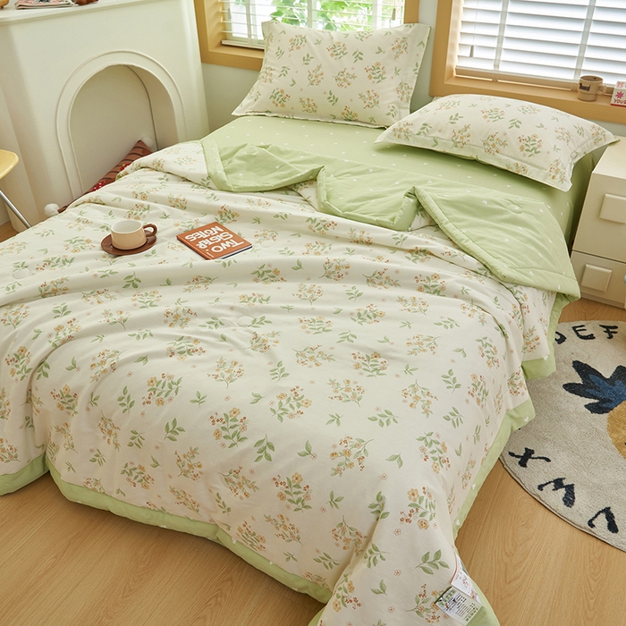 91家纺网 家纺一手货源 找家纺 简如 2026新款印花里外全棉夏凉被四件套 花样年华