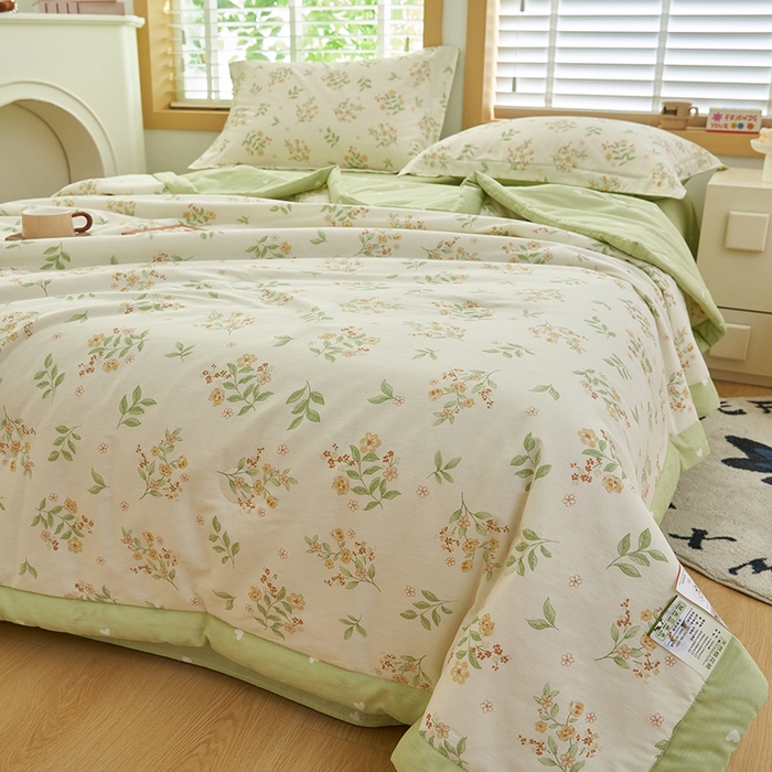 91家纺网 家纺一手货源 找家纺 简如 2026新款印花里外全棉夏凉被四件套 花样年华