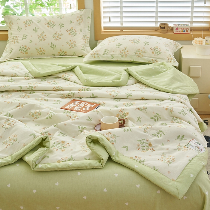 91家纺网 家纺一手货源 找家纺 简如 2026新款印花里外全棉夏凉被四件套 花样年华