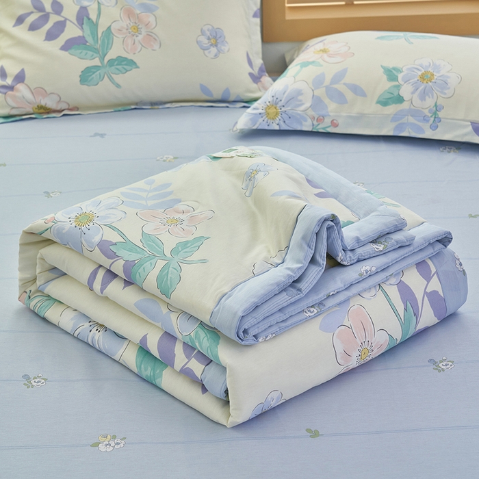 91家纺网 家纺一手货源 找家纺 简如 2026新款印花里外全棉夏凉被四件套 花漾星辰