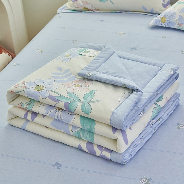 91家纺网 家纺一手货源 找家纺 简如 2026新款印花里外全棉夏凉被四件套 花漾星辰