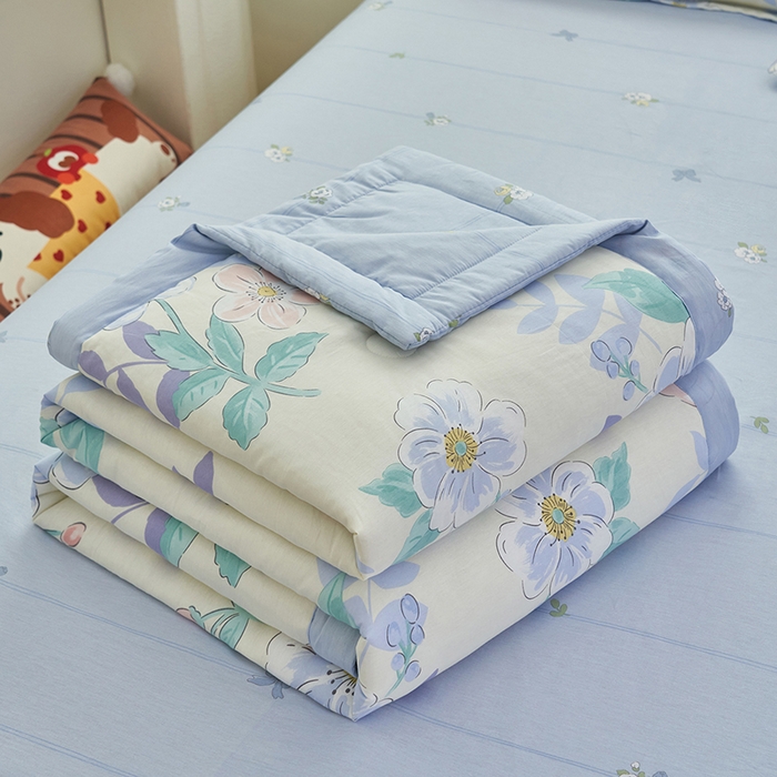 91家纺网 家纺一手货源 找家纺 简如 2026新款印花里外全棉夏凉被四件套 花漾星辰