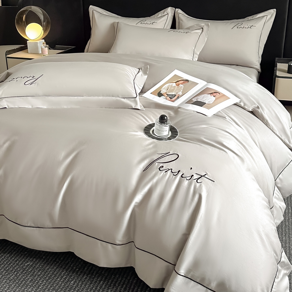 91家纺网 家纺一手货源 找家纺 （总）新方向 【控价 提供买家秀】2026新款 刺绣50s双股全棉贡缎长绒棉四件套-持之以恒(控价 标准318元 加大338元)