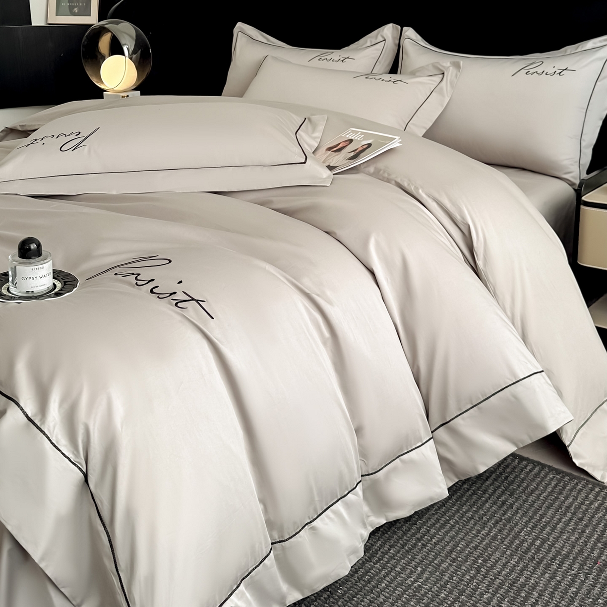 91家纺网 家纺一手货源 找家纺 （总）新方向 【控价 提供买家秀】2026新款 刺绣50s双股全棉贡缎长绒棉四件套-持之以恒(控价 标准318元 加大338元)