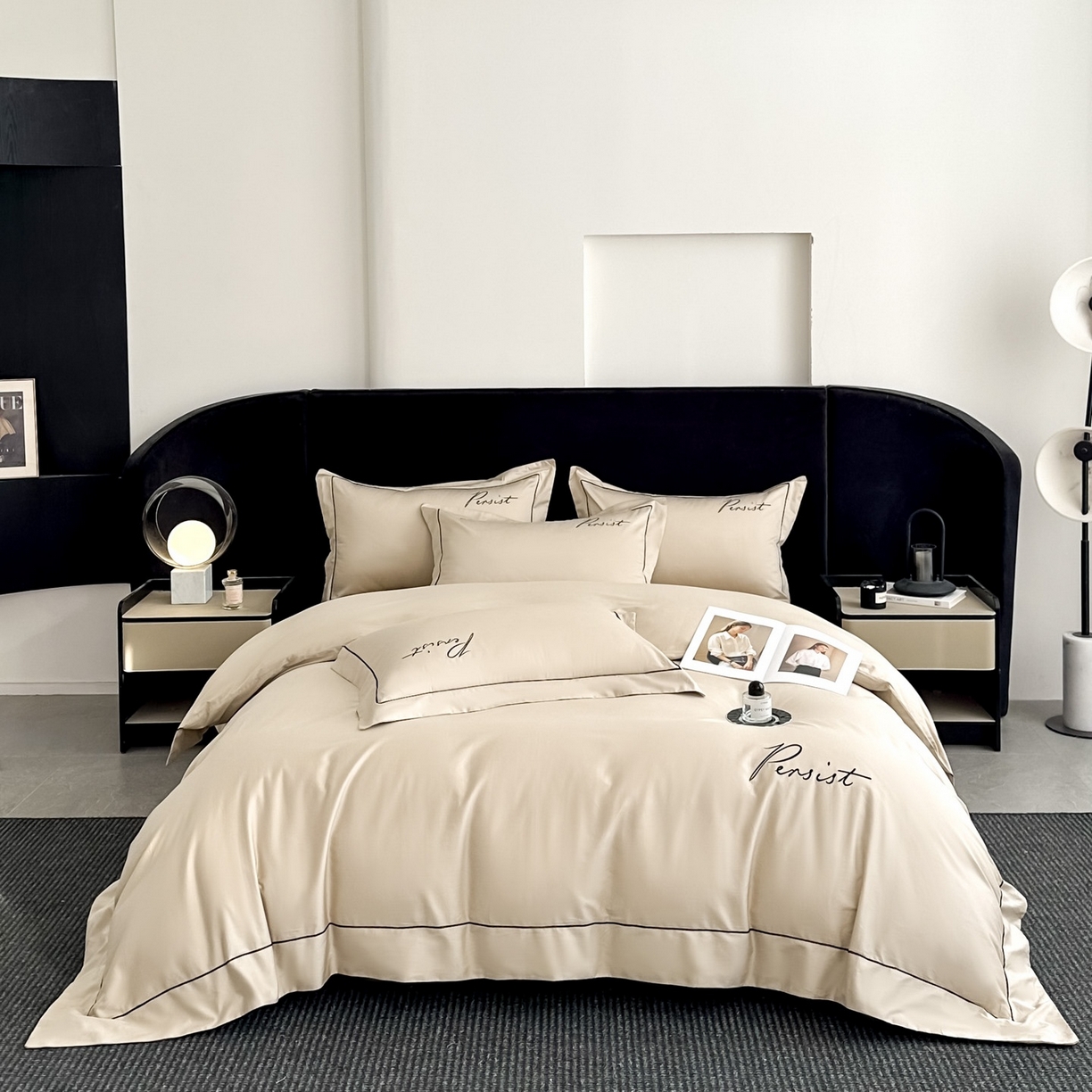 91家纺网 家纺一手货源 找家纺 （总）新方向 【控价 提供买家秀】2026新款 刺绣50s双股全棉贡缎长绒棉四件套-持之以恒(控价 标准318元 加大338元)