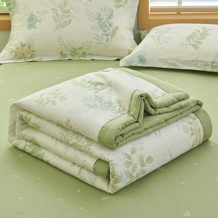 91家纺网 家纺一手货源 找家纺 简如 2026新款印花里外全棉夏凉被四件套 花在云端