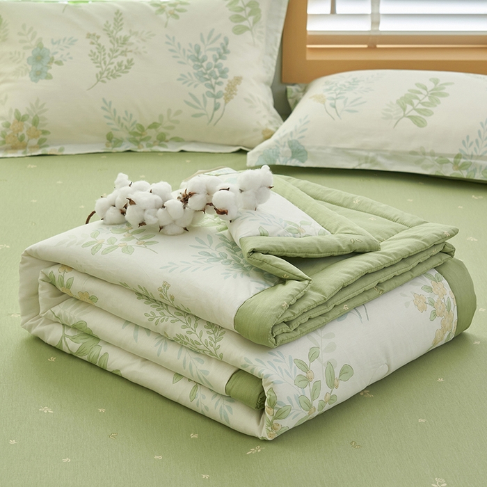 91家纺网 家纺一手货源 找家纺 简如 2026新款印花里外全棉夏凉被四件套 花在云端