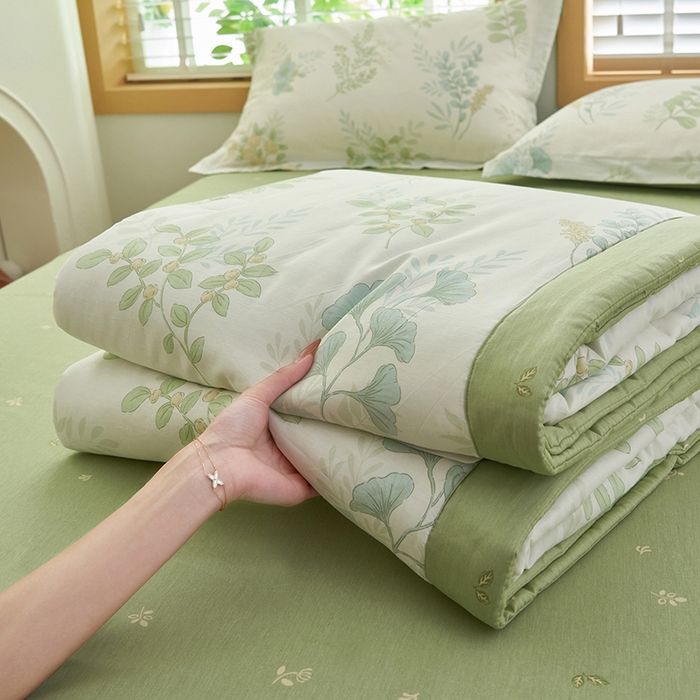 91家纺网 家纺一手货源 找家纺 简如 2026新款印花里外全棉夏凉被四件套 花在云端