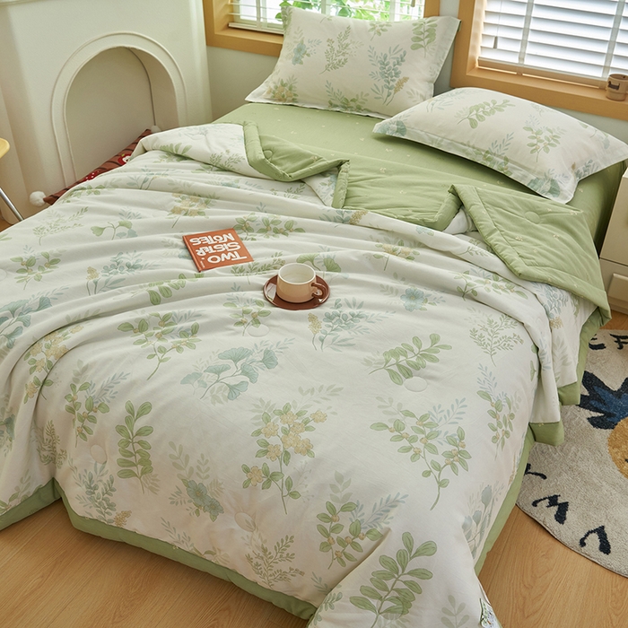 91家纺网 家纺一手货源 找家纺 简如 2026新款印花里外全棉夏凉被四件套 花在云端