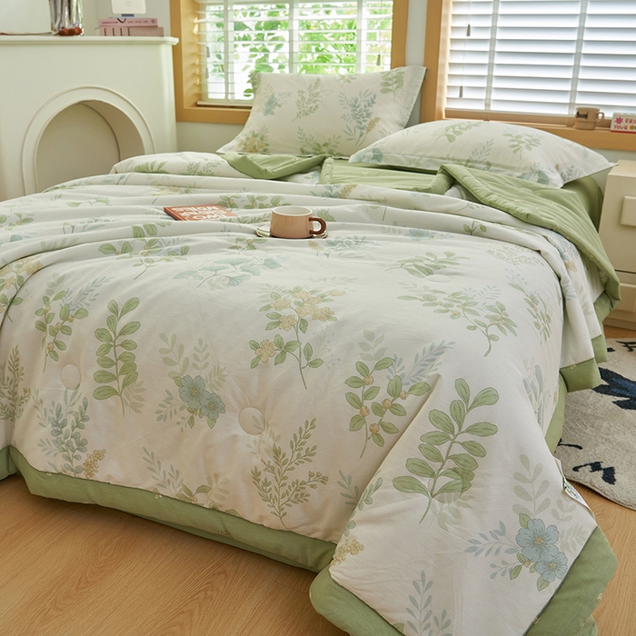 91家纺网 家纺一手货源 找家纺 简如 2026新款印花里外全棉夏凉被四件套 花在云端