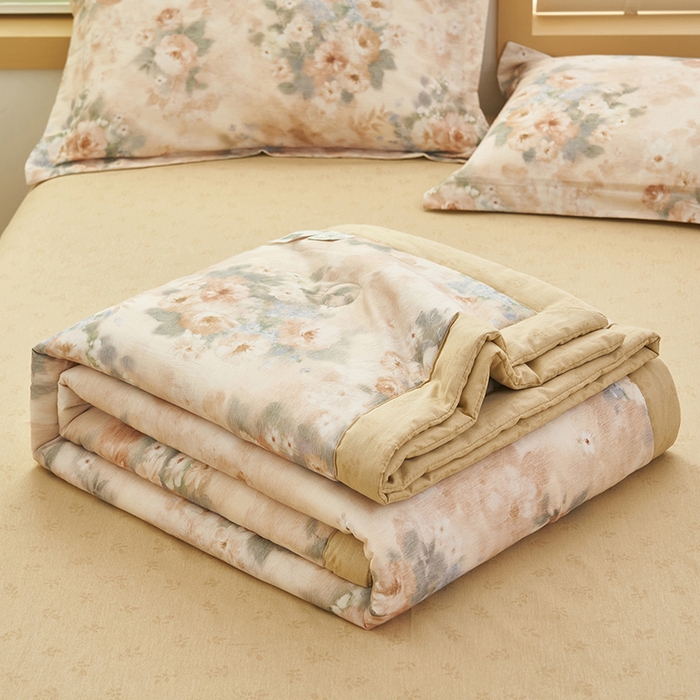 91家纺网 家纺一手货源 找家纺 简如 2026新款印花里外全棉夏凉被四件套 锦绣园