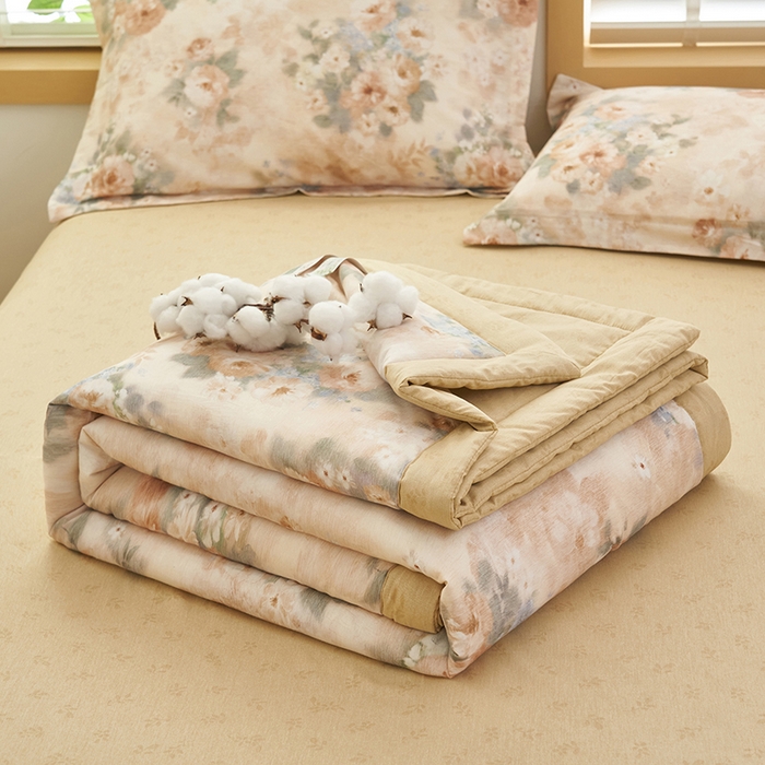 91家纺网 家纺一手货源 找家纺 简如 2026新款印花里外全棉夏凉被四件套 锦绣园