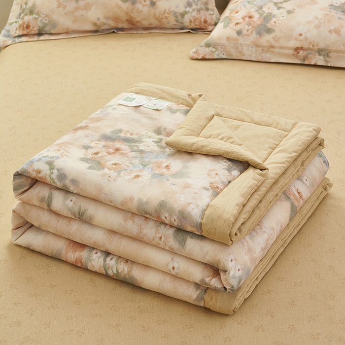 91家纺网 家纺一手货源 找家纺 简如 2026新款印花里外全棉夏凉被四件套 锦绣园