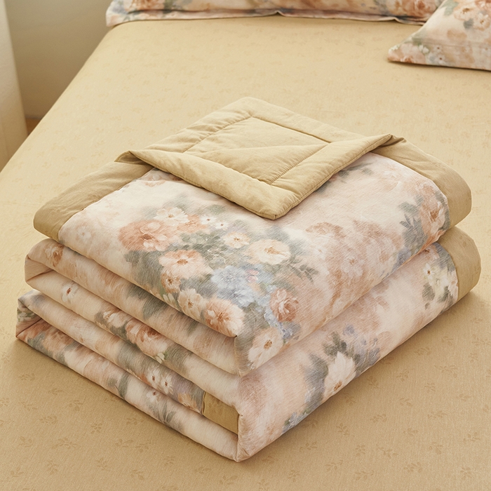 91家纺网 家纺一手货源 找家纺 简如 2026新款印花里外全棉夏凉被四件套 锦绣园