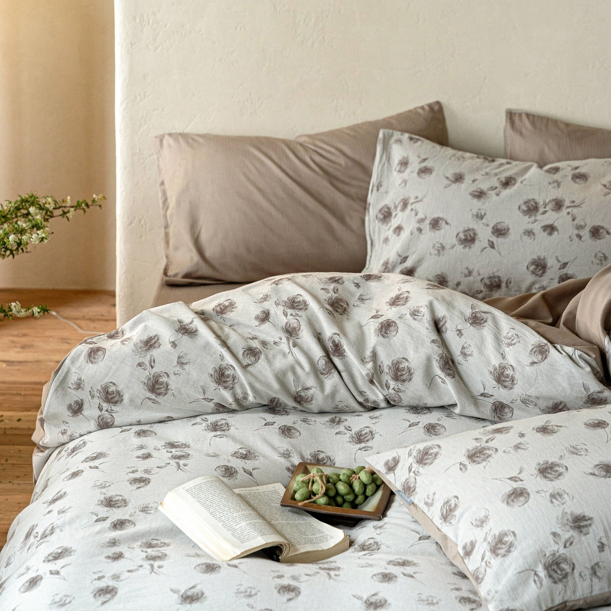 91家纺网 家纺一手货源 找家纺 时光里 2026新款全棉纯棉60支色织水洗提花四件套 南瑶