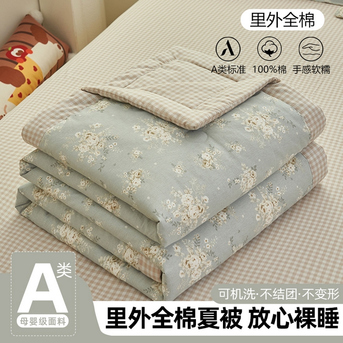 91家纺网 家纺一手货源 找家纺 简如 2026新款印花里外全棉夏凉被四件套 科玛庄园