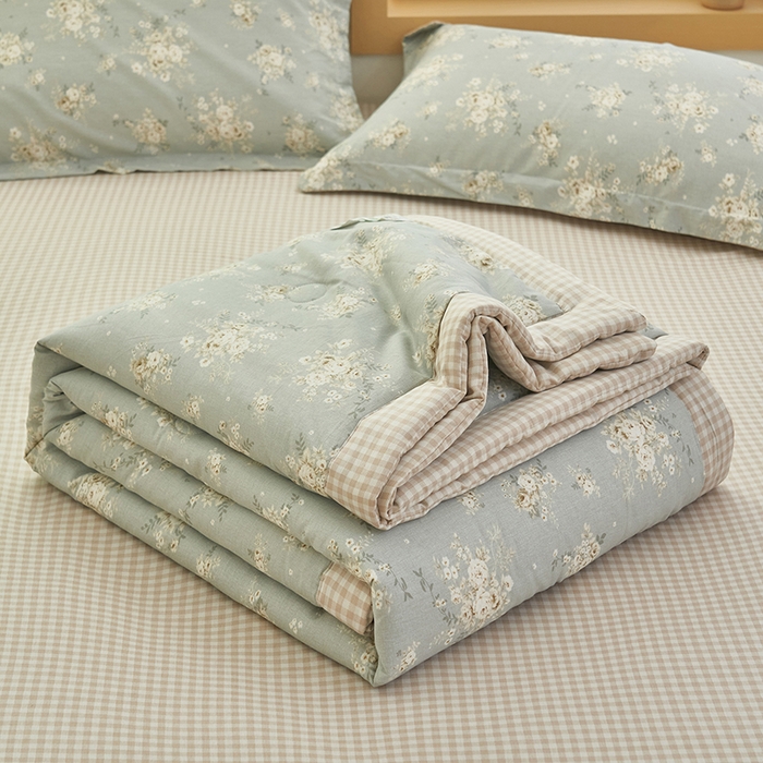 91家纺网 家纺一手货源 找家纺 简如 2026新款印花里外全棉夏凉被四件套 科玛庄园