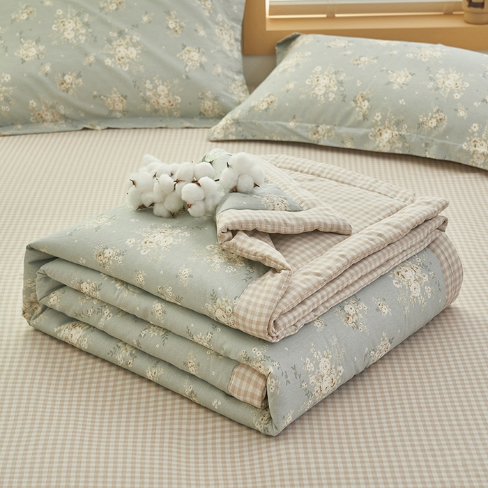 91家纺网 家纺一手货源 找家纺 简如 2026新款印花里外全棉夏凉被四件套 科玛庄园