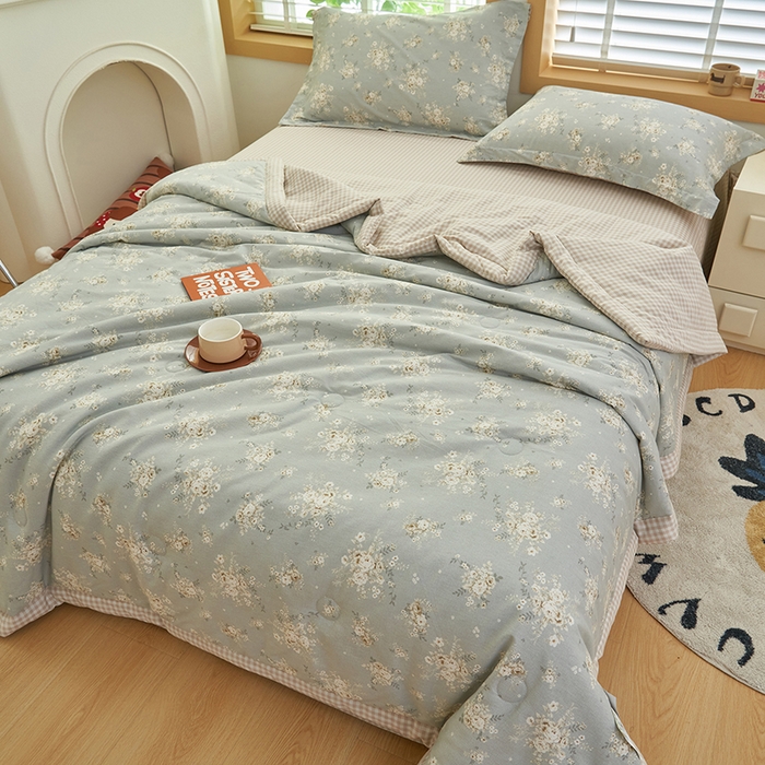 91家纺网 家纺一手货源 找家纺 简如 2026新款印花里外全棉夏凉被四件套 科玛庄园
