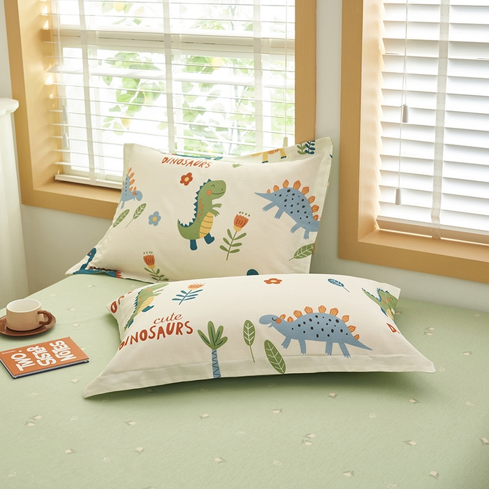 91家纺网 家纺一手货源 找家纺 简如 2026新款印花里外全棉夏凉被四件套 恐龙谷