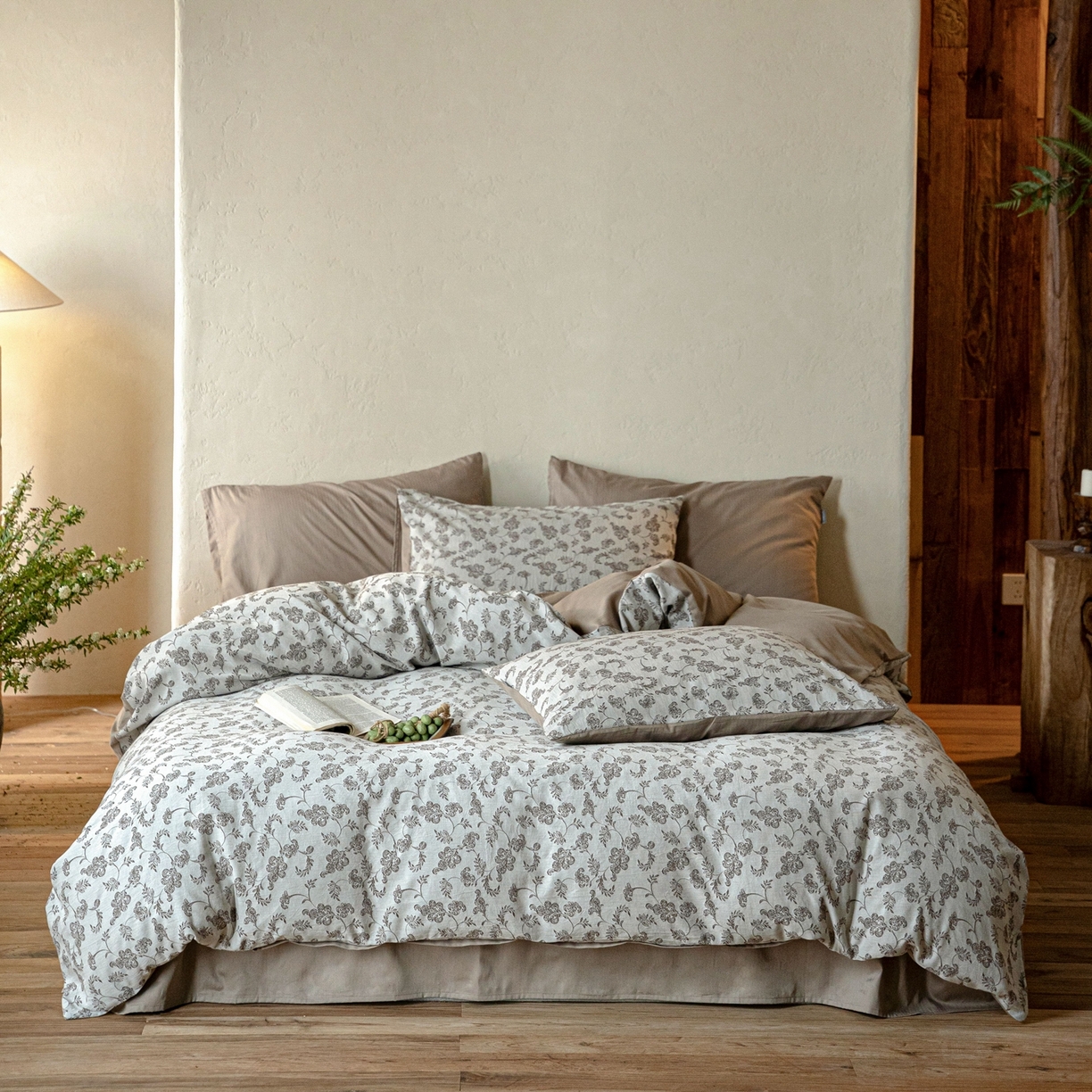 91家纺网 家纺一手货源 找家纺 时光里 2026新款全棉纯棉60支色织水洗提花四件套 拾光花序