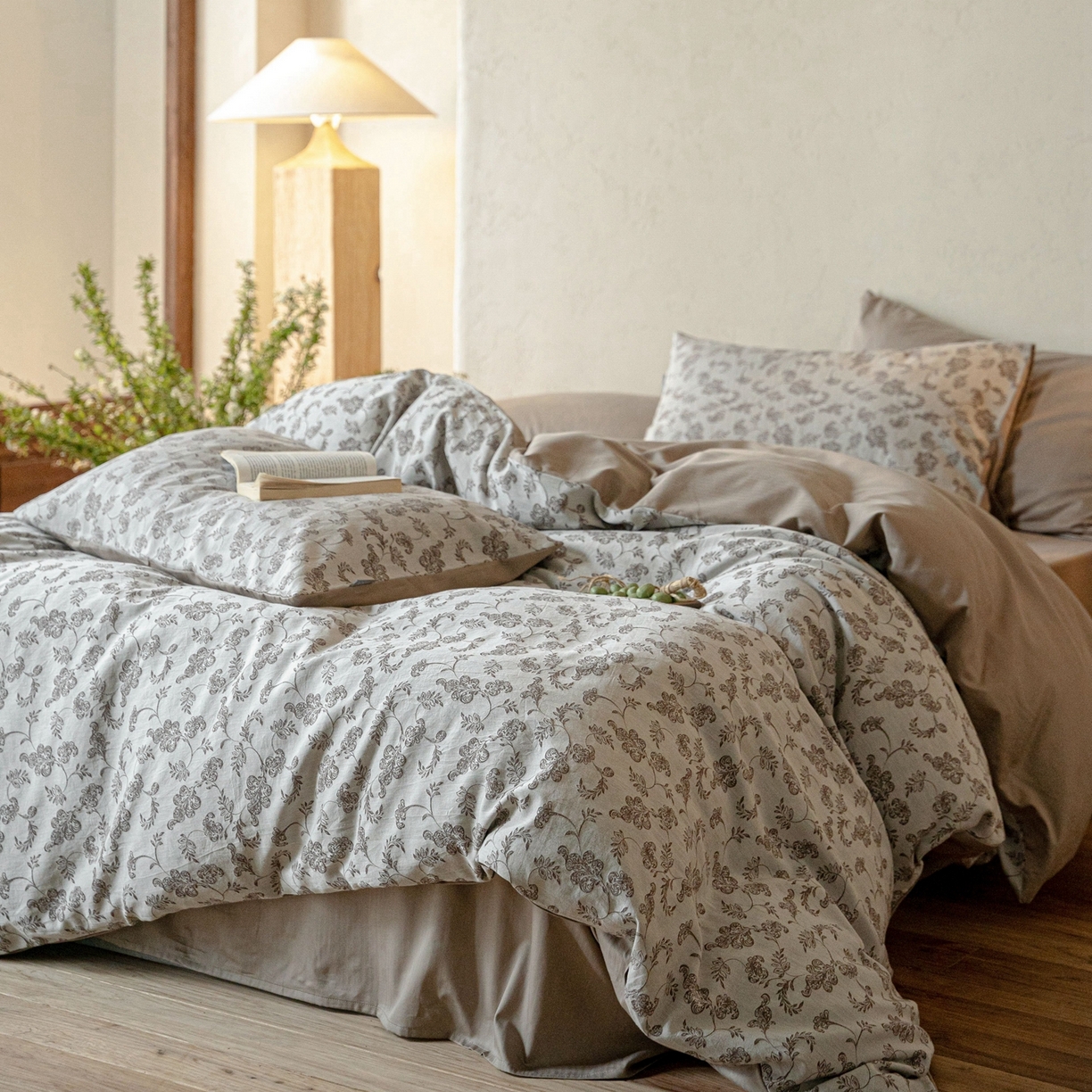 91家纺网 家纺一手货源 找家纺 时光里 2026新款全棉纯棉60支色织水洗提花四件套 拾光花序