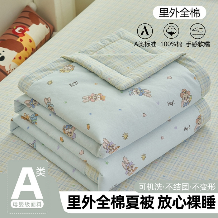 91家纺网 家纺一手货源 找家纺 简如 2026新款印花里外全棉夏凉被四件套 狂想曲-兰