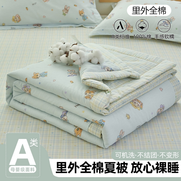 91家纺网 家纺一手货源 找家纺 简如 2026新款印花里外全棉夏凉被四件套 狂想曲-兰