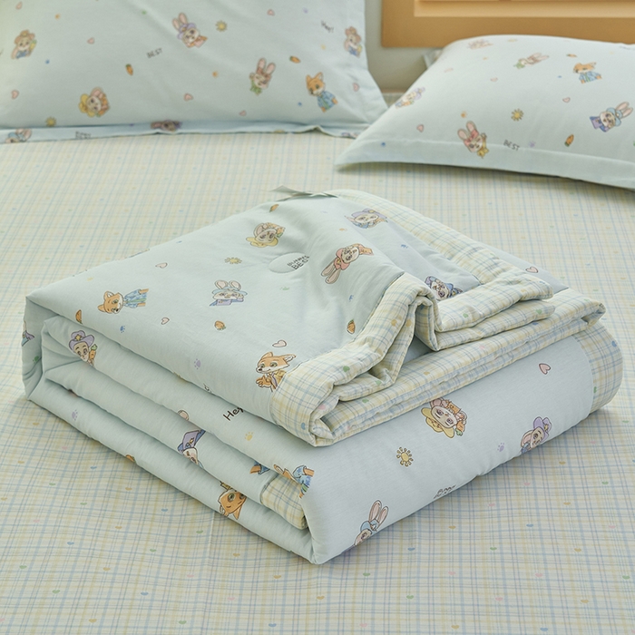 91家纺网 家纺一手货源 找家纺 简如 2026新款印花里外全棉夏凉被四件套 狂想曲-兰