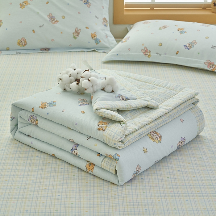 91家纺网 家纺一手货源 找家纺 简如 2026新款印花里外全棉夏凉被四件套 狂想曲-兰