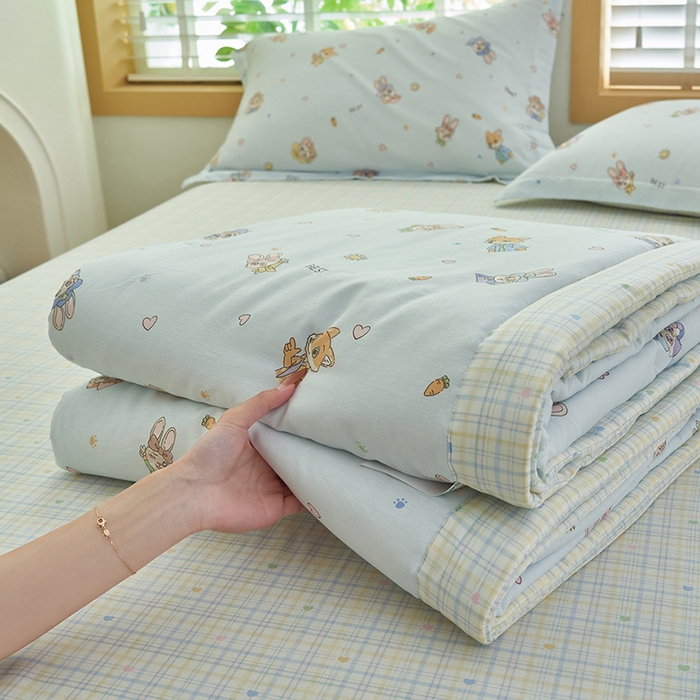 91家纺网 家纺一手货源 找家纺 简如 2026新款印花里外全棉夏凉被四件套 狂想曲-兰