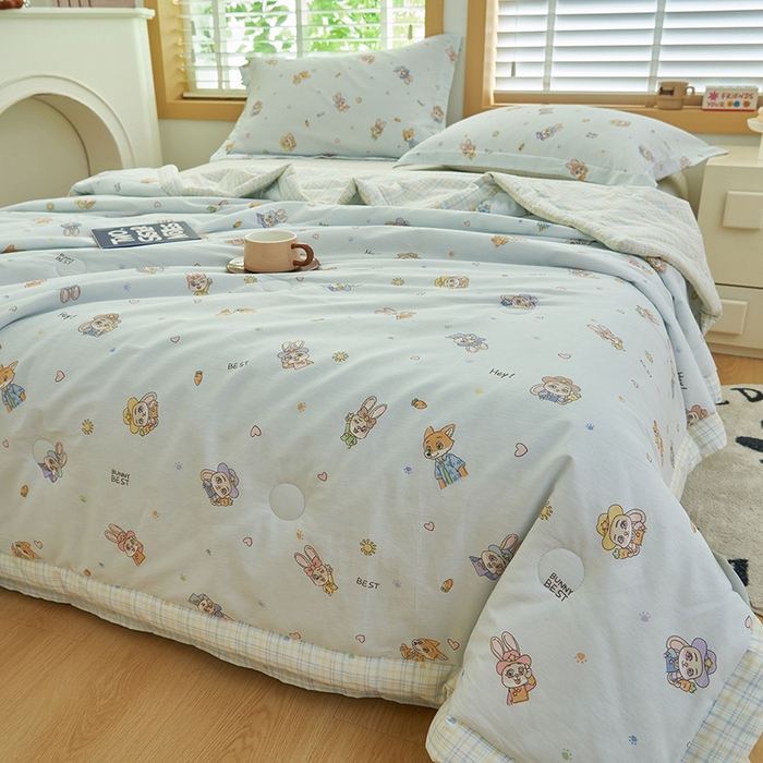 91家纺网 家纺一手货源 找家纺 简如 2026新款印花里外全棉夏凉被四件套 狂想曲-兰