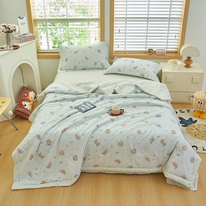 91家纺网 家纺一手货源 找家纺 简如 2026新款印花里外全棉夏凉被四件套 狂想曲-兰