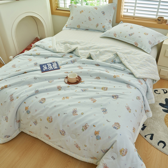 91家纺网 家纺一手货源 找家纺 简如 2026新款印花里外全棉夏凉被四件套 狂想曲-兰