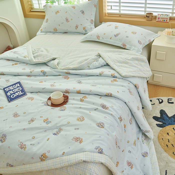 91家纺网 家纺一手货源 找家纺 简如 2026新款印花里外全棉夏凉被四件套 狂想曲-兰