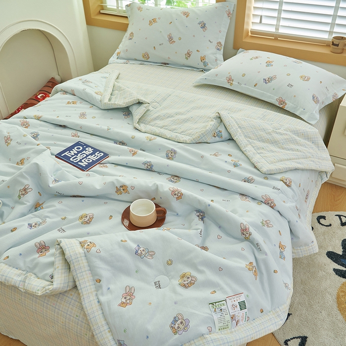 91家纺网 家纺一手货源 找家纺 简如 2026新款印花里外全棉夏凉被四件套 狂想曲-兰