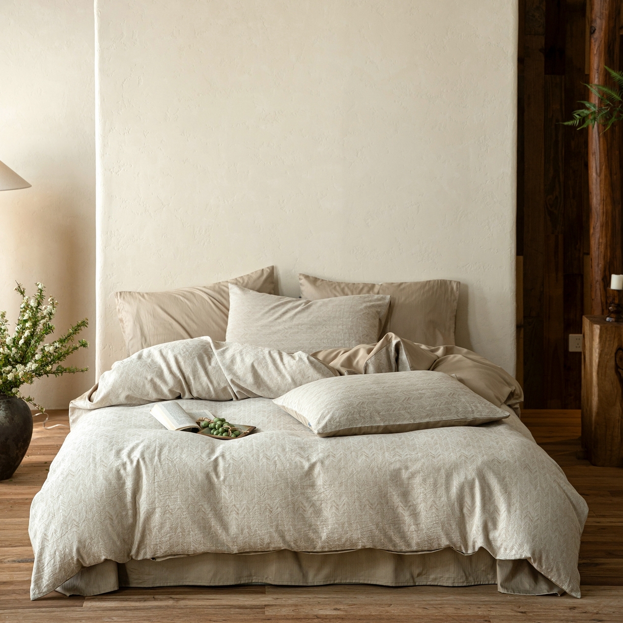 91家纺网 家纺一手货源 找家纺 时光里 2026新款全棉纯棉60支色织水洗提花四件套 素造