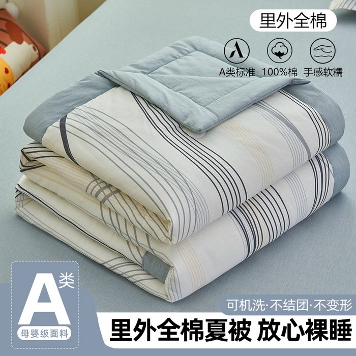 91家纺网 家纺一手货源 找家纺 简如 2026新款印花里外全棉夏凉被四件套 莱茵河