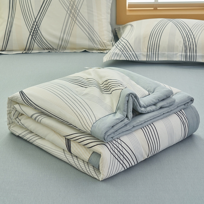 91家纺网 家纺一手货源 找家纺 简如 2026新款印花里外全棉夏凉被四件套 莱茵河