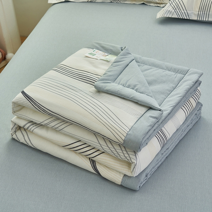 91家纺网 家纺一手货源 找家纺 简如 2026新款印花里外全棉夏凉被四件套 莱茵河