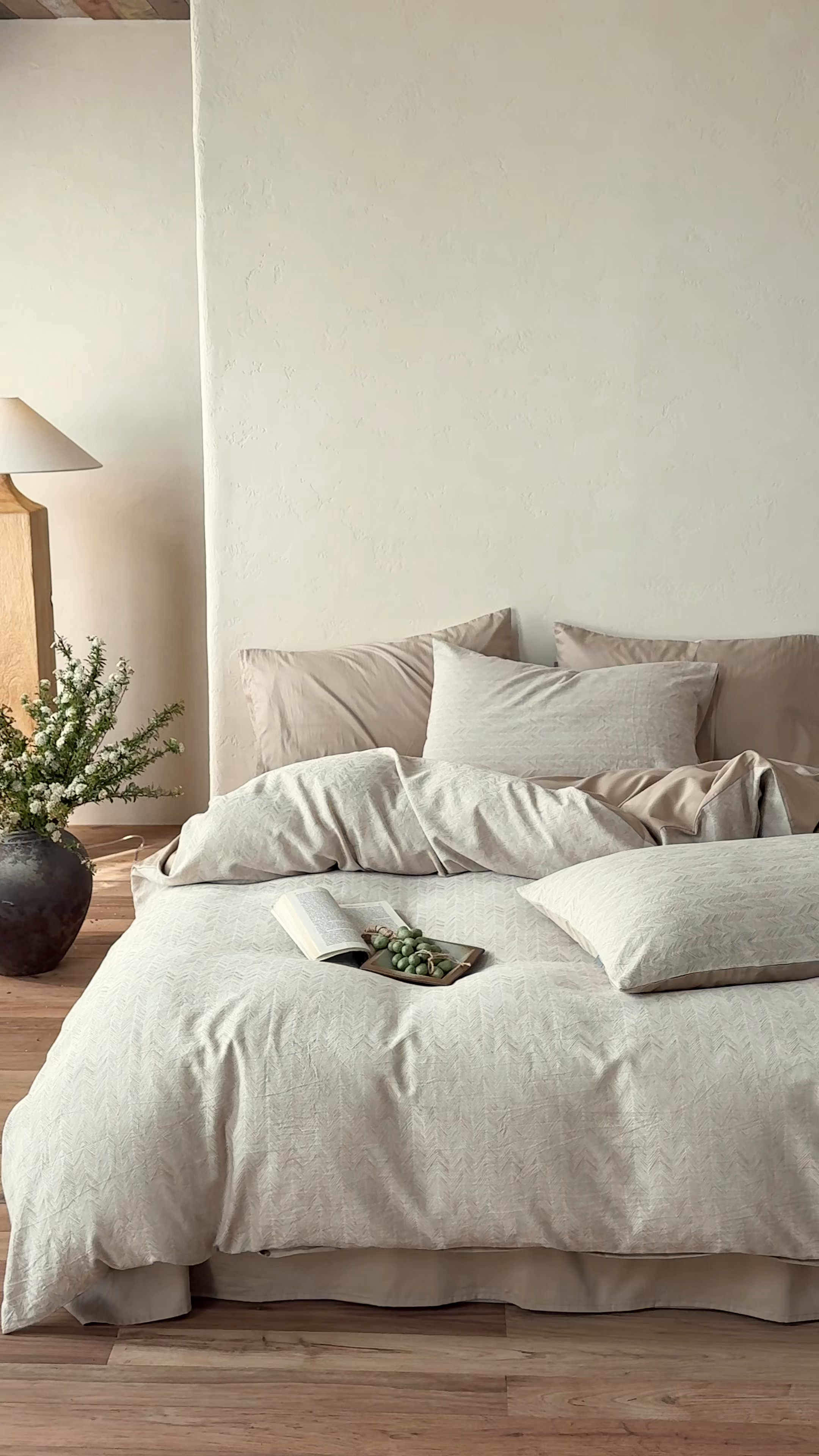 91家纺网 家纺一手货源 找家纺 时光里 2026新款全棉纯棉60支色织水洗提花四件套 素造