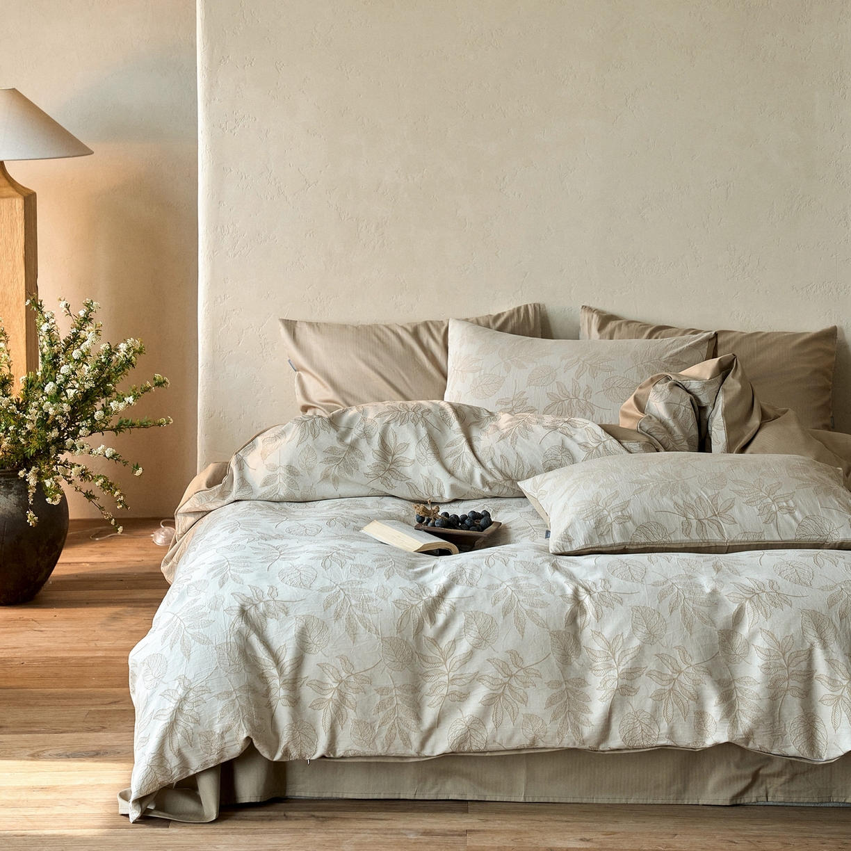 91家纺网 家纺一手货源 找家纺 时光里 2026新款全棉纯棉60支色织水洗提花四件套 小杏芙