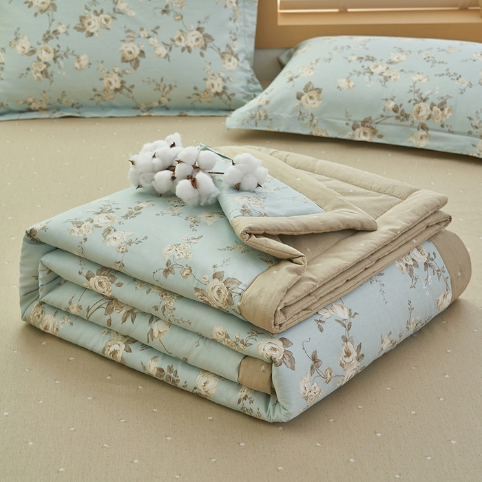 91家纺网 家纺一手货源 找家纺 简如 2026新款印花里外全棉夏凉被四件套 洛丽伊