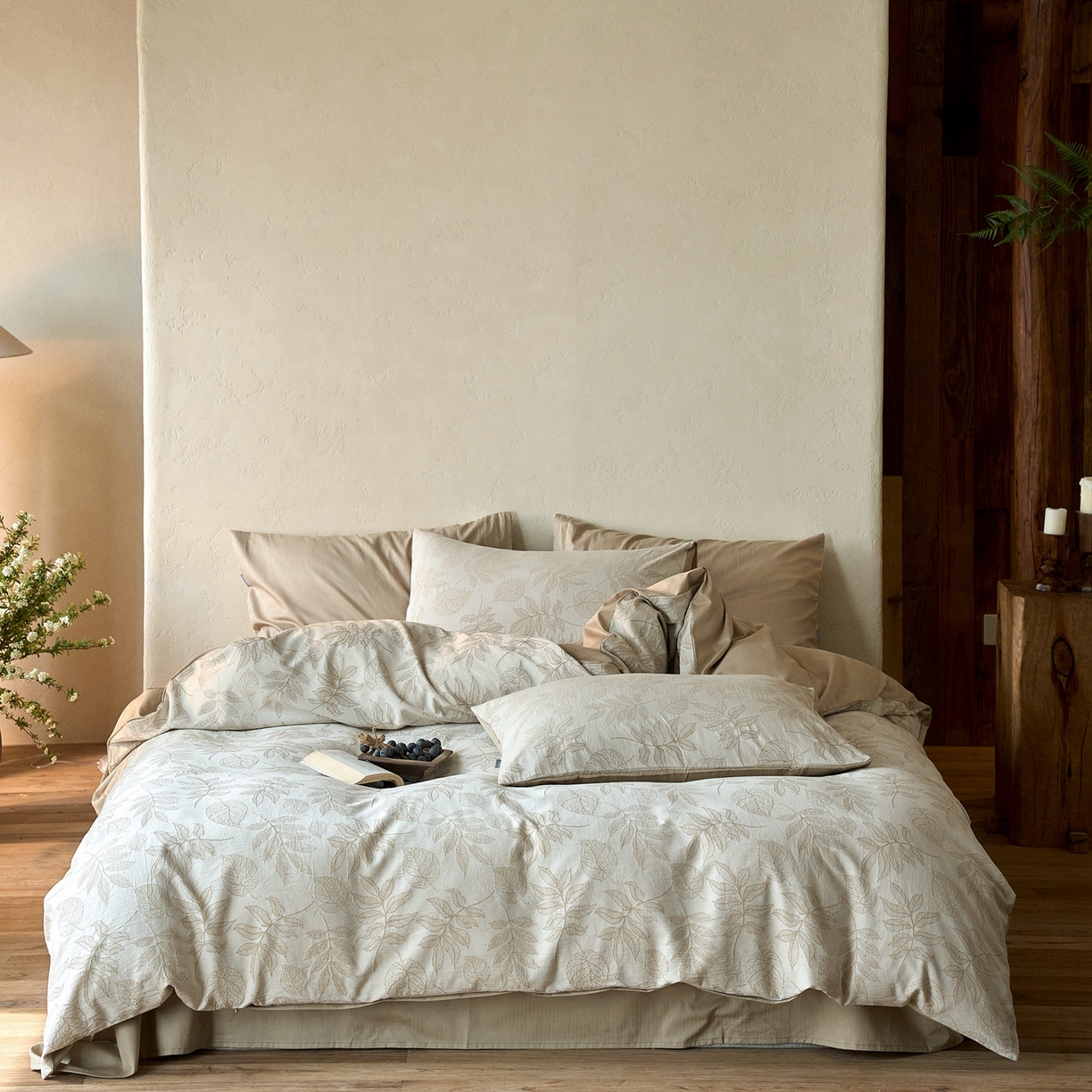 91家纺网 家纺一手货源 找家纺 时光里 2026新款全棉纯棉60支色织水洗提花四件套 小杏芙