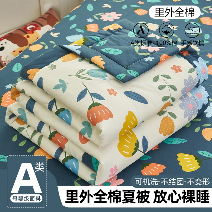 91家纺网 家纺一手货源 找家纺 简如 2026新款印花里外全棉夏凉被四件套 洛洛繁花