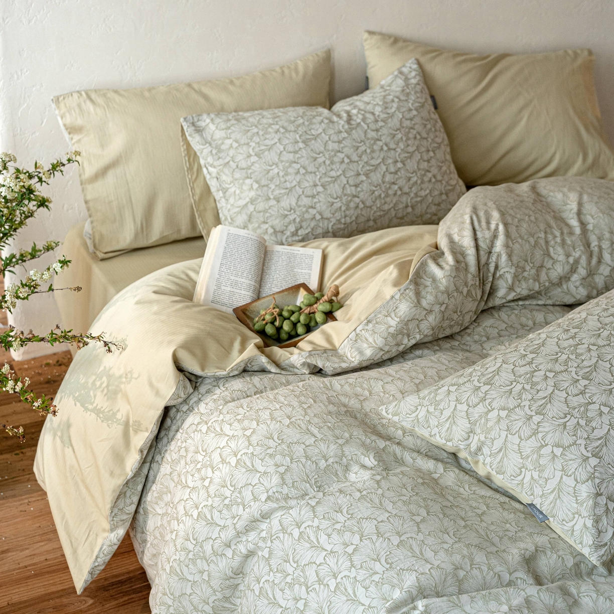 时光里 2026新款全棉纯棉60支色织水洗提花四件套 杏芷