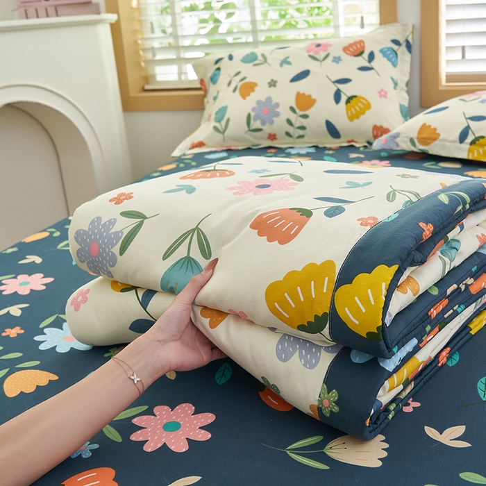 91家纺网 家纺一手货源 找家纺 简如 2026新款印花里外全棉夏凉被四件套 洛洛繁花