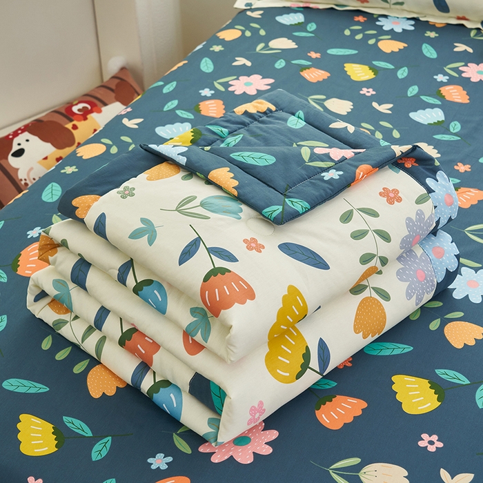 91家纺网 家纺一手货源 找家纺 简如 2026新款印花里外全棉夏凉被四件套 洛洛繁花