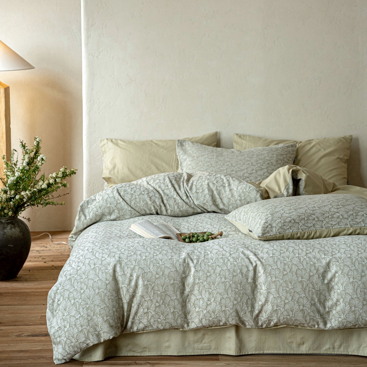 91家纺网 家纺一手货源 找家纺 时光里 2026新款全棉纯棉60支色织水洗提花四件套 杏芷